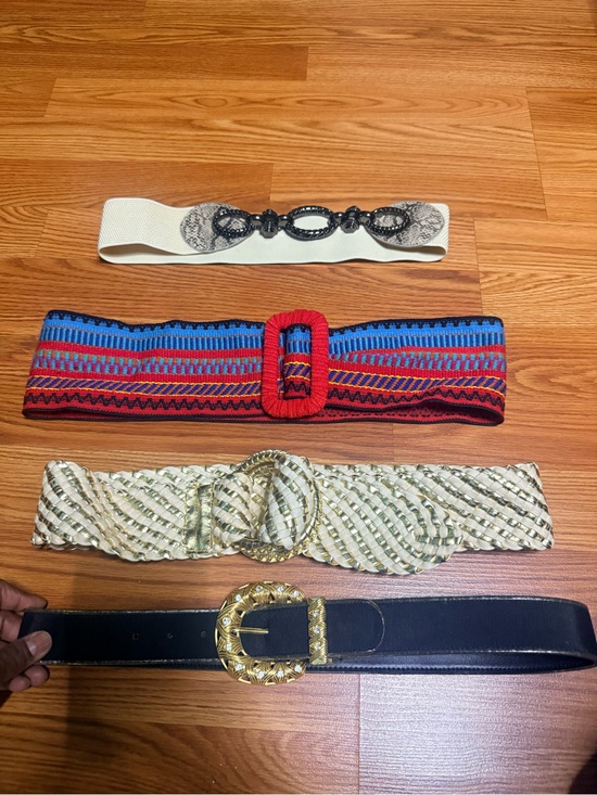 Accessories - Assorted Women's Elastic and Woven Belts - Neutral, Multicolor, Cream, Black